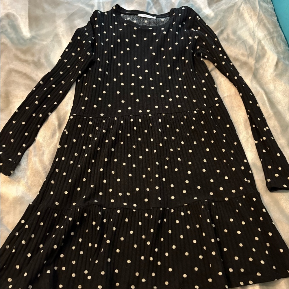 Zara Black and White Polka Dot Sweater dress